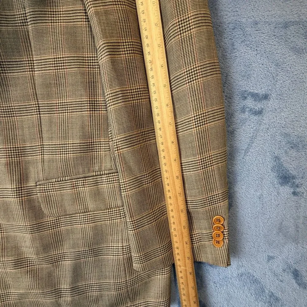 Vintage Santorelli Giorgio3 Mens 40R Wool Blazer Glen Plaid Made Italy 3 Button